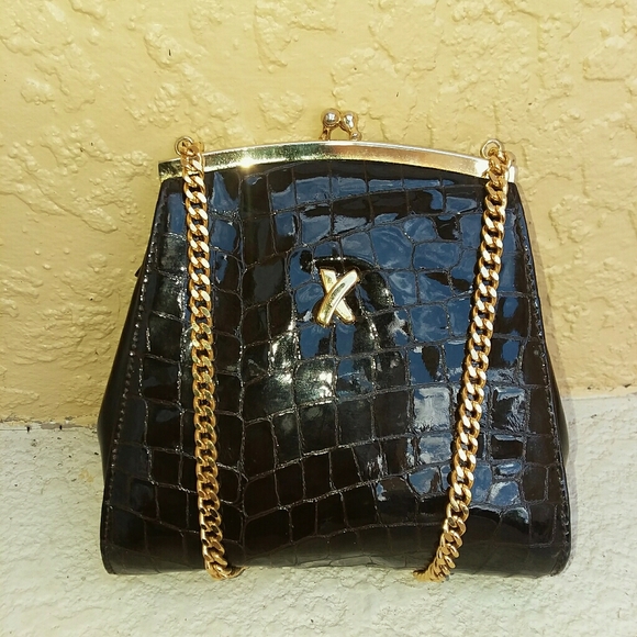 Paloma Picasso Handbags - PICASSO Patent Leather Chain Crossbody Handbag